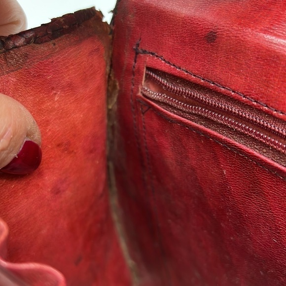 Structured Red Black Snakeskin Handbag Shoulder Bag - Picture 15 of 16